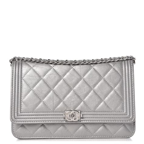 chanel boy wallet on chain silver hardware|chanel quilted wallet on chain.